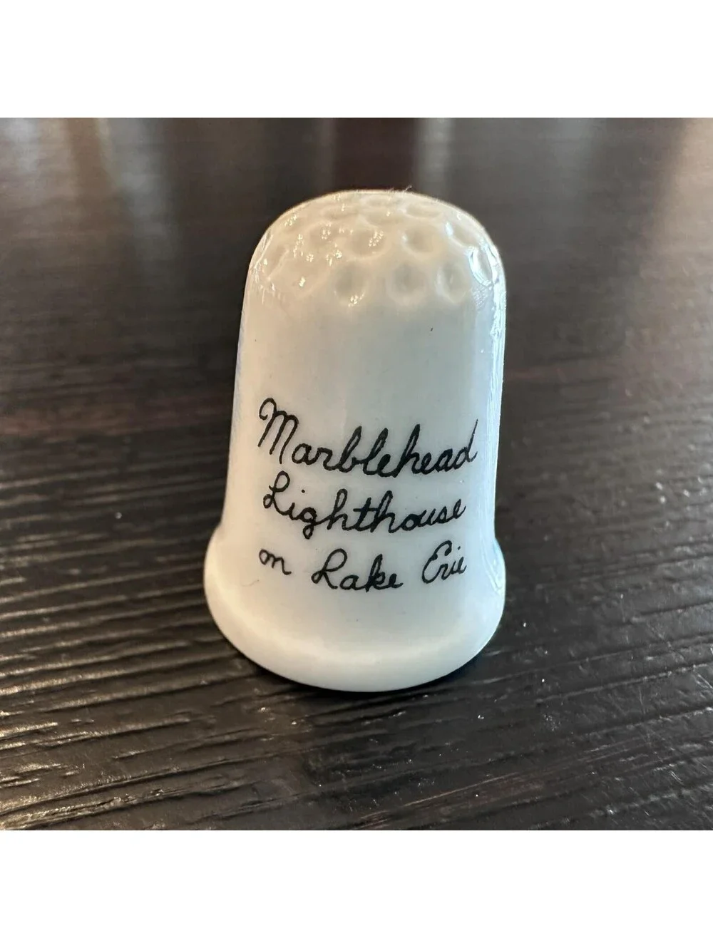 Marblehead Lighthouse Lake Erie Ohio Souvenir Thimble Hand Painted EUC